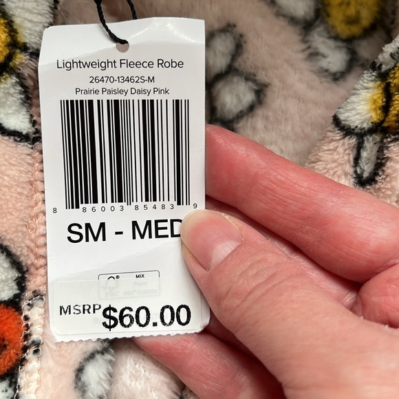 Vera Bradley daisy pink fleece hooded robe - Picture 3 of 5